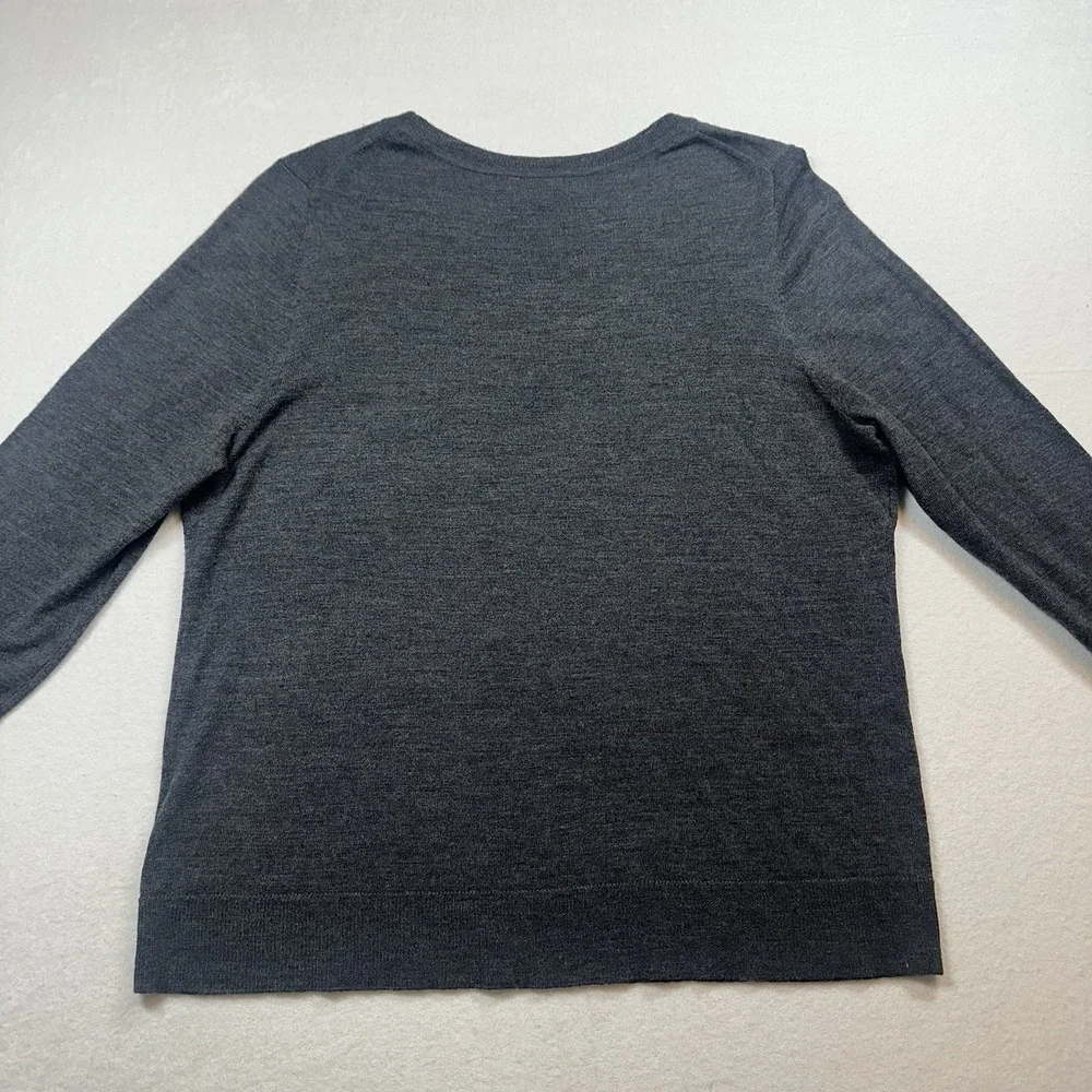 Charter Club Merino Wool Crewneck Sweater XXL Charcoal Heather‎ Button Cuff